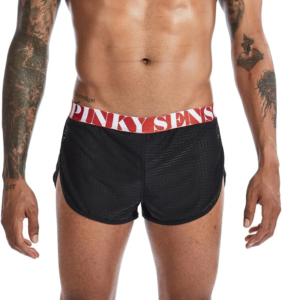 Men's Split Side Running Shorts Board Boxers Underwear Sleep Shorts