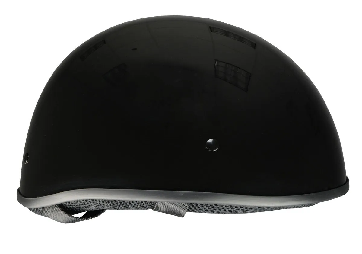 Milwaukee Helmets Bare Bones Glossy Black Half Motorcycle Helmet for Men and Women DOT Approved MPH9711DOT