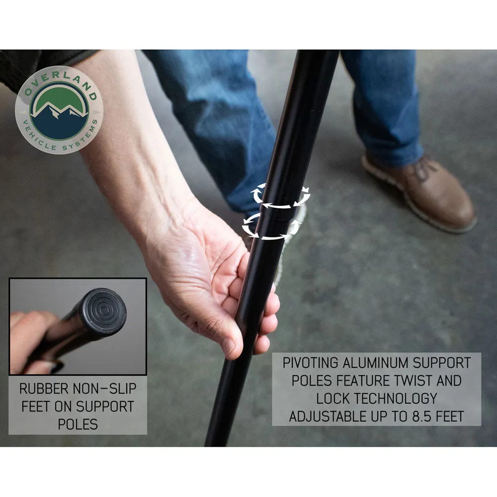 Overland Vehicle Systems - Nomadic Awning 180 - Dark Gray Cover with Black Cover Universal