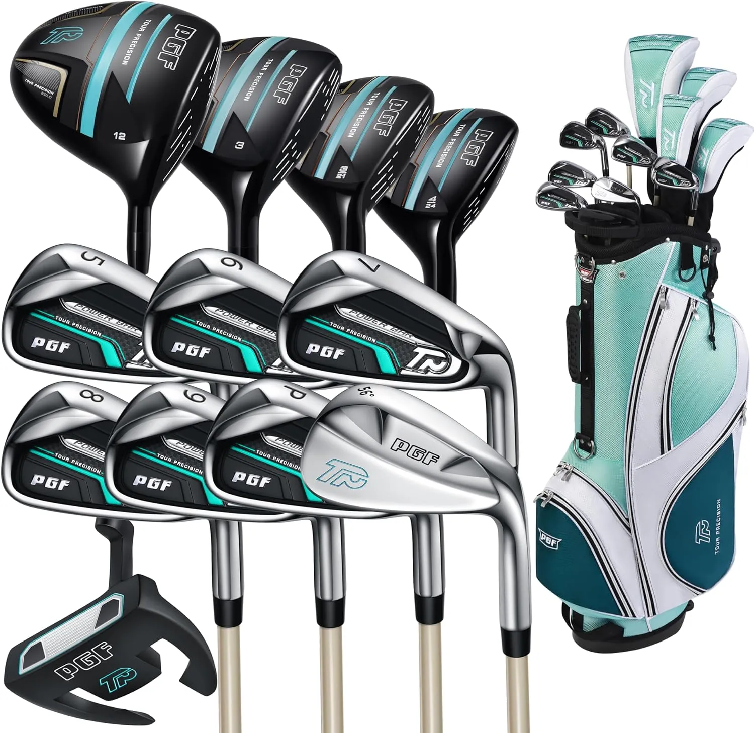PGF Lady Gold TP Women's Complete Golf Club Package Set [17-Pieces]