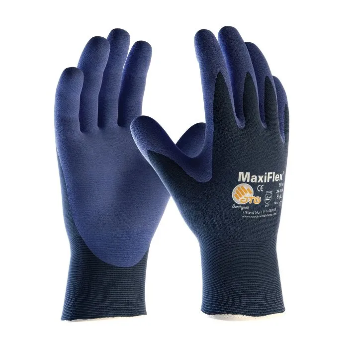 PIP ATG 34-274 MaxiFlex Elite Ultra Light Weight Glove with Nitrile Coated MicroFoam Grip, Black, X-Large, Case of 12