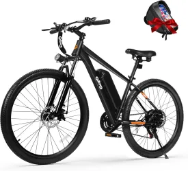 Racer Electric Bike for Adults - 21-Speed Mountain Lightweight Ebike with Peak 750W 22MPH Brushless Motor, 375Wh Removable Battery, 26X2.1 Tire Step Over E-MTB, Up to 40 Miles