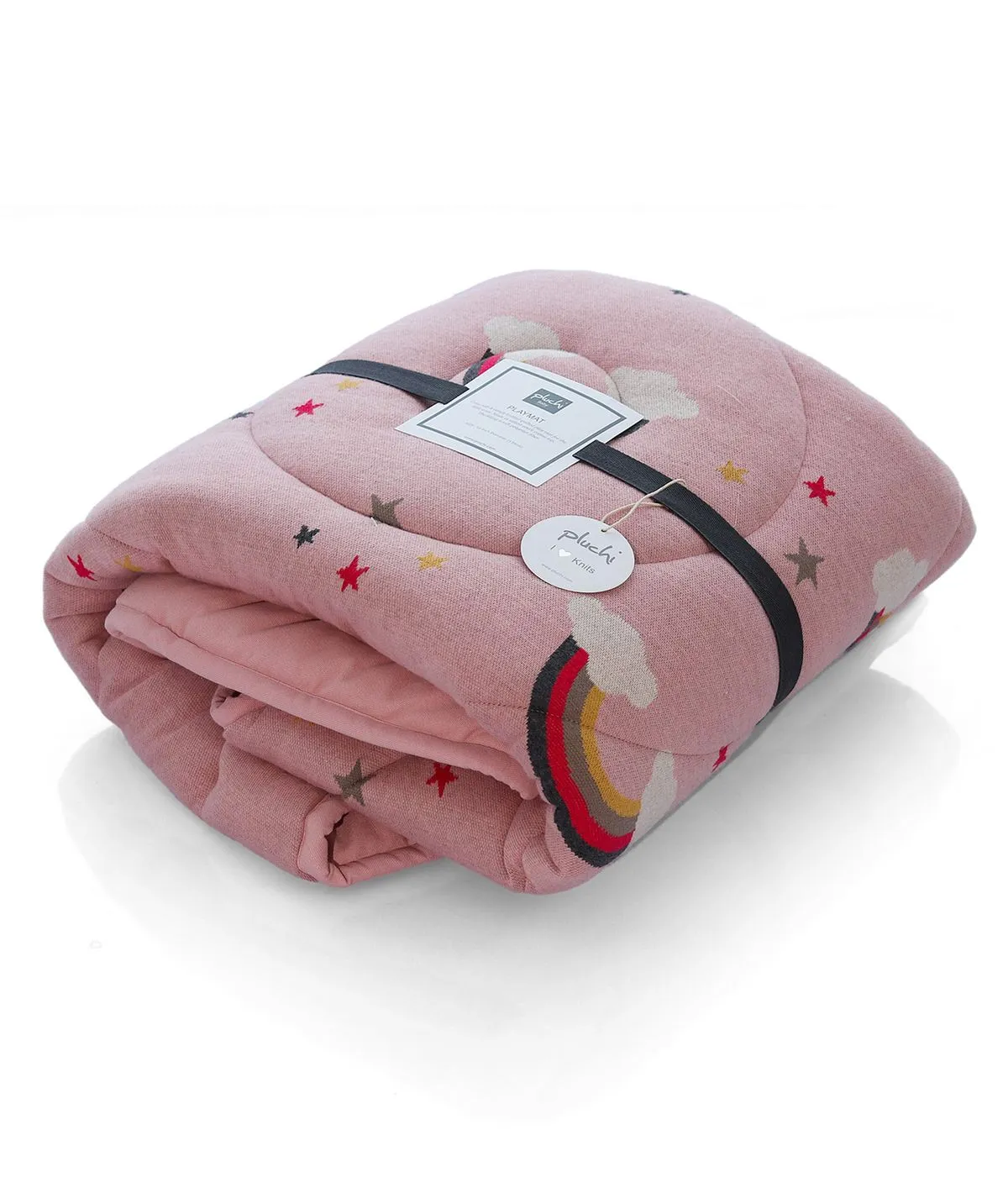 Rainbow - Bubblegum Pink Knitted Quilted Playmat for Babies