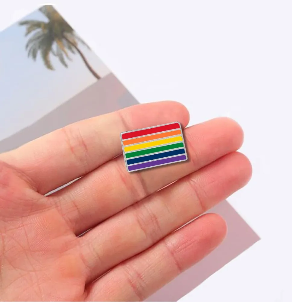 Rectangle Gay Pride Rainbow Flag Pins
