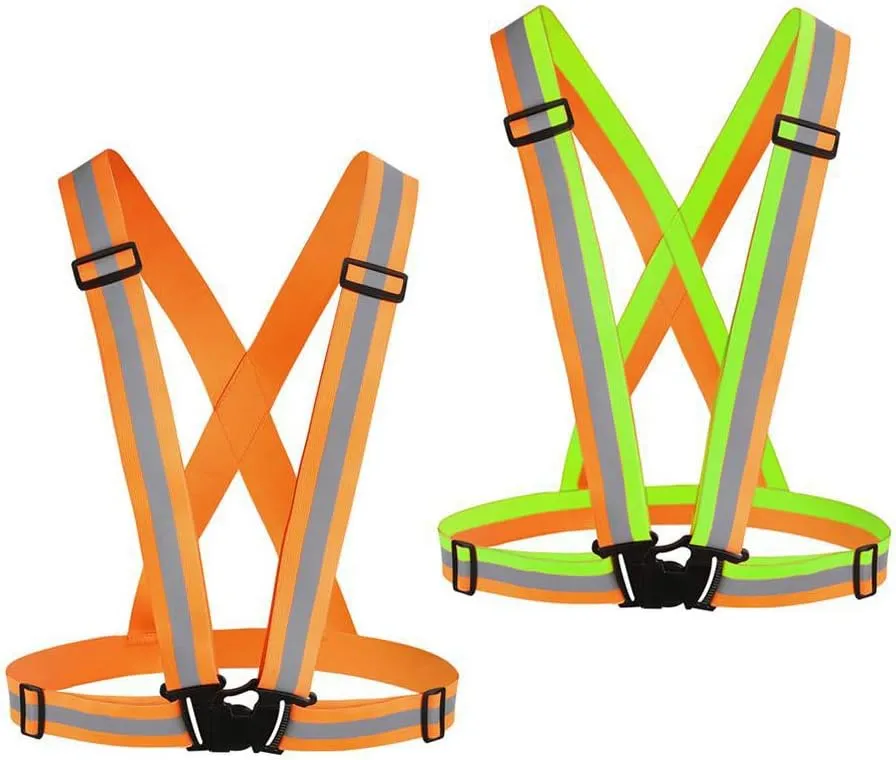 Reflective Vest Running Gear 2Pack, High Visibility Adjustable Safety Ves for Night Cycling,Hiking, Jogging,Dog Walking