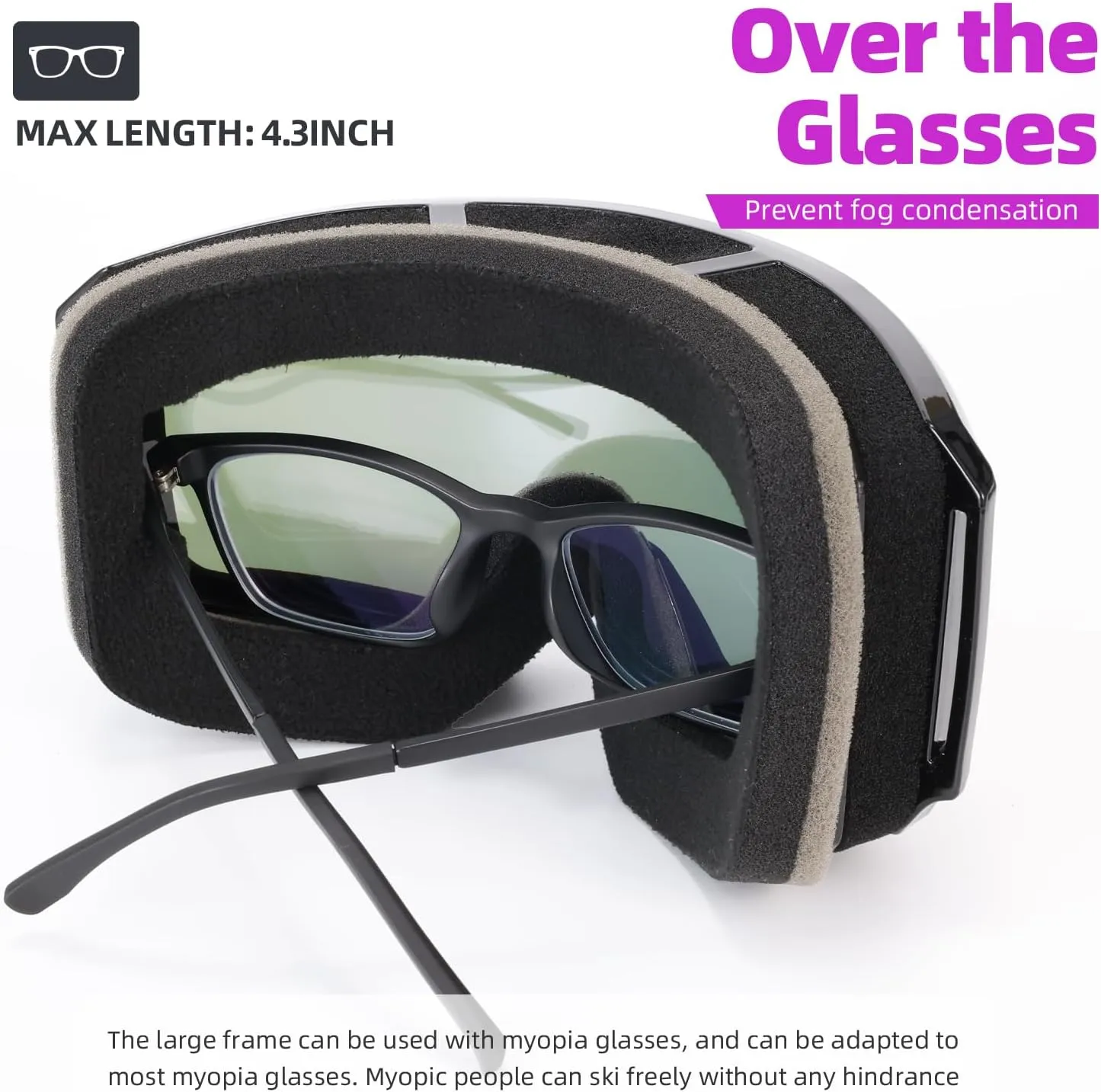 Ski/Snowboard Goggles for Men, Women & Youth -OTG 100% UV Protection