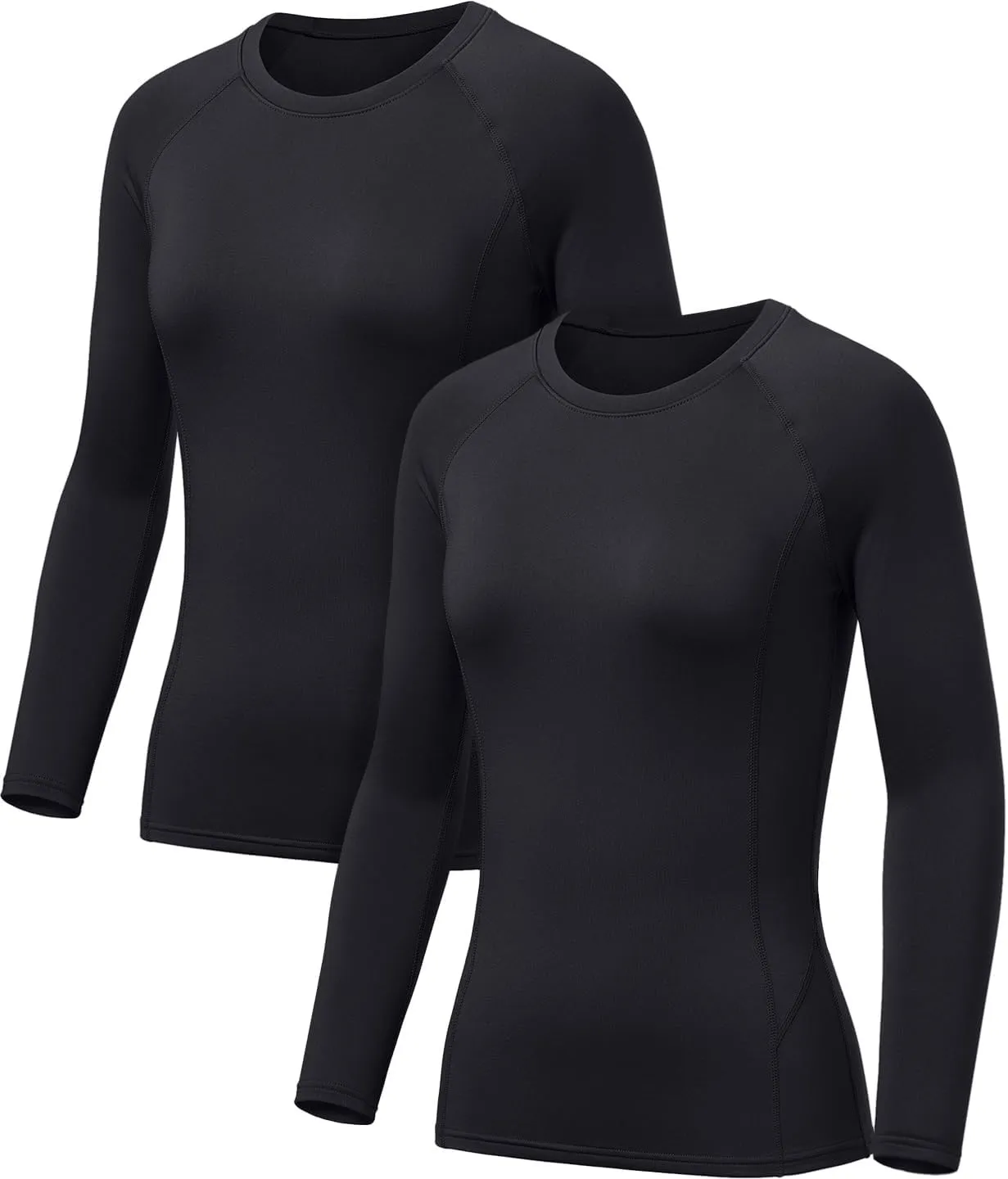 TSLA Women's Thermal Long Sleeve Tops, Mock Turtle & Crew Neck Shirts, Fleece Lined Compression Base Layer