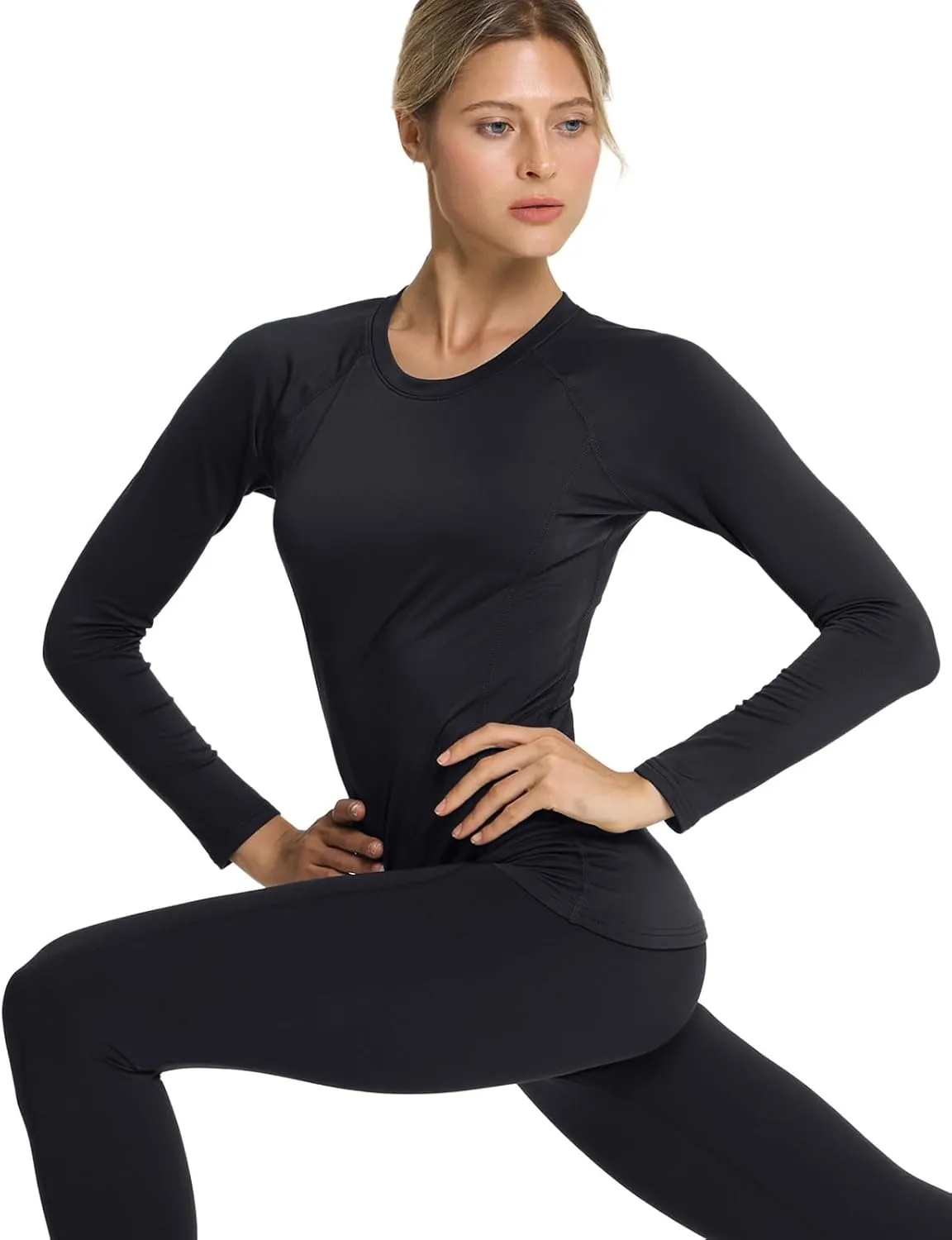 TSLA Women's Thermal Long Sleeve Tops, Mock Turtle & Crew Neck Shirts, Fleece Lined Compression Base Layer