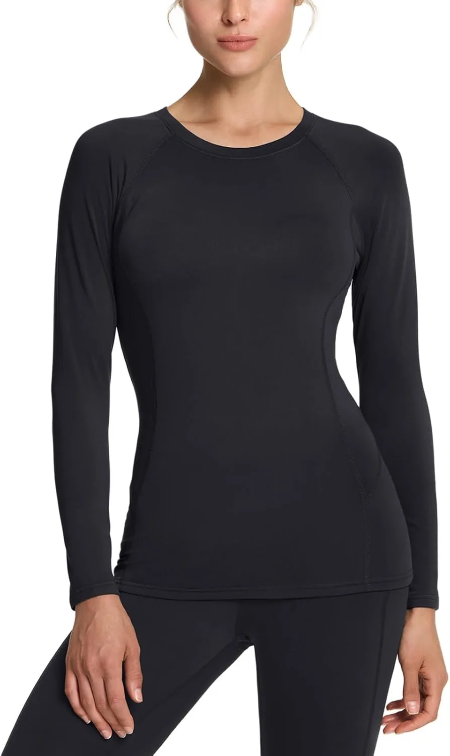 TSLA Women's Thermal Long Sleeve Tops, Mock Turtle & Crew Neck Shirts, Fleece Lined Compression Base Layer