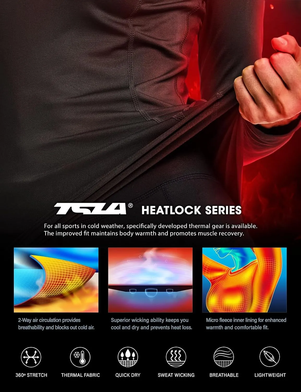 TSLA Women's Thermal Long Sleeve Tops, Mock Turtle & Crew Neck Shirts, Fleece Lined Compression Base Layer