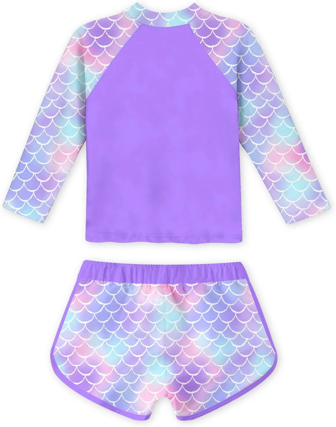 Vogseek 4-10T Girls Rashguard 2 Pieces Long Sleeve Swimsuit Swimwear with Shorts