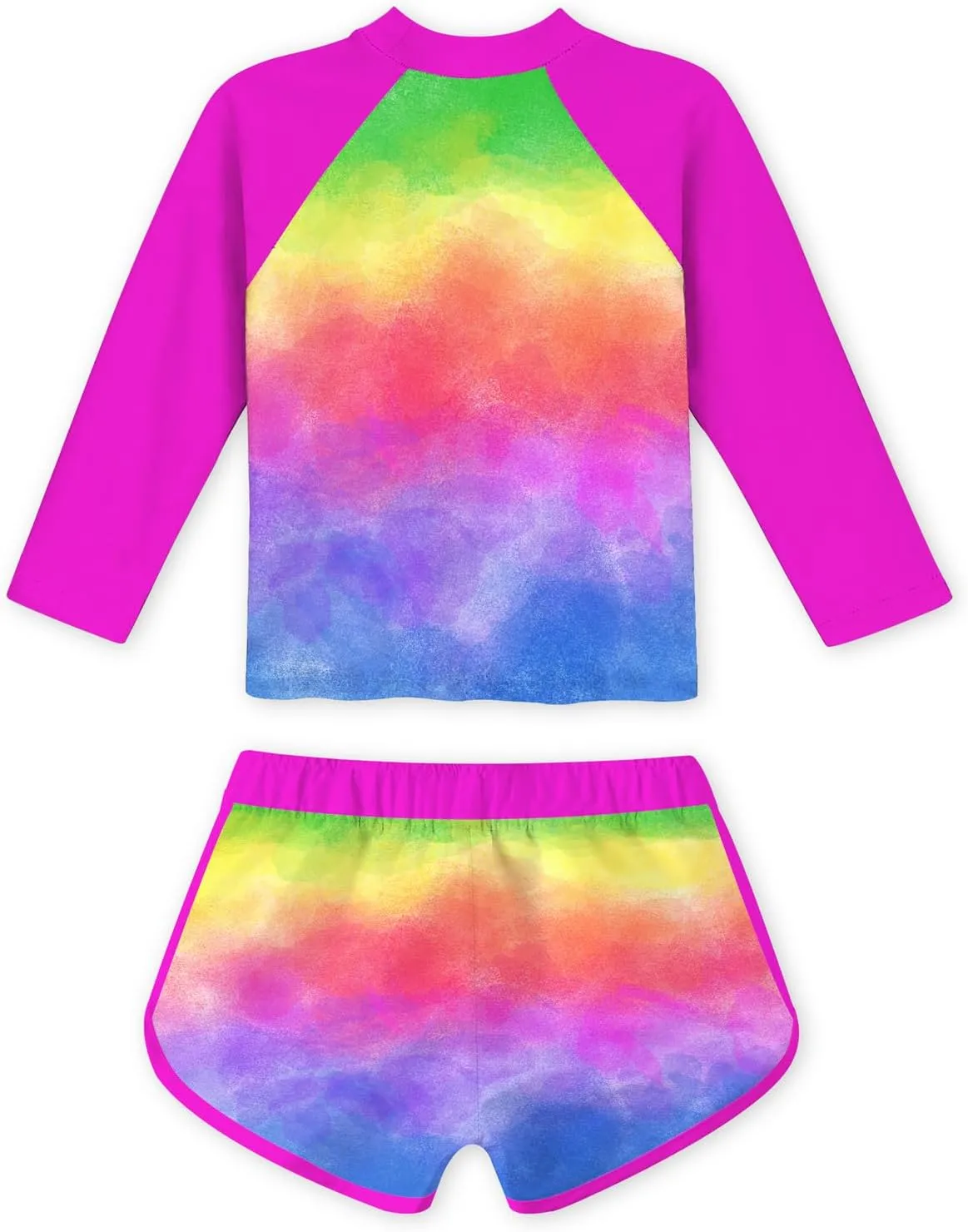 Vogseek 4-10T Girls Rashguard 2 Pieces Long Sleeve Swimsuit Swimwear with Shorts