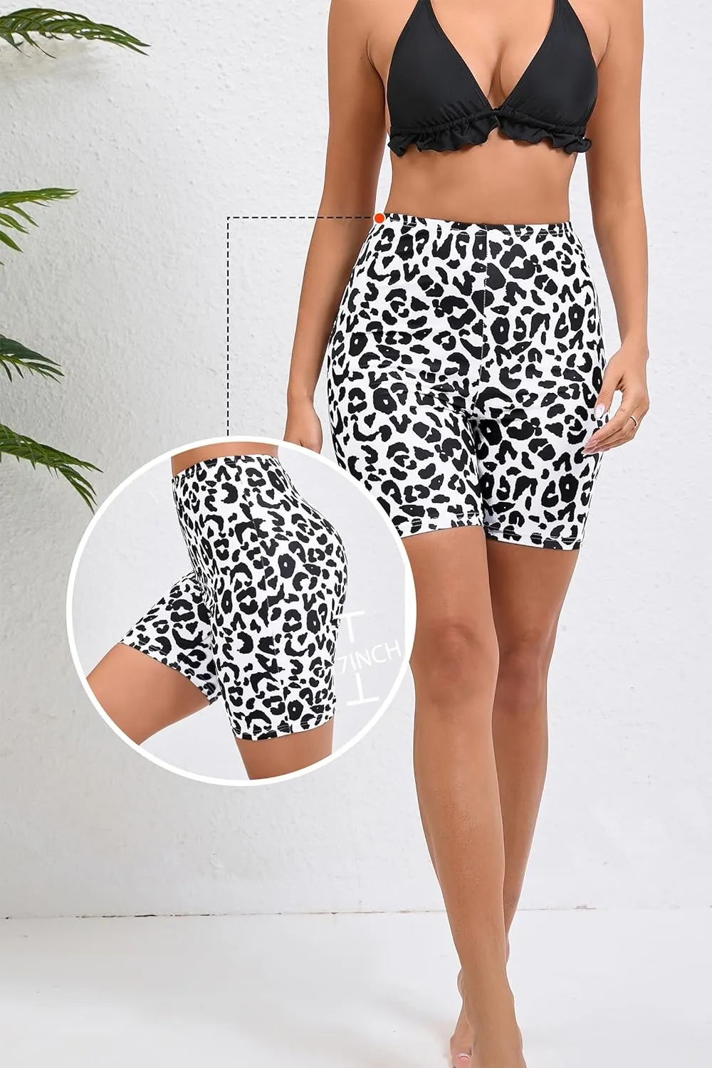 Women's 7" Plus Size High Waisted Boardshorts Swimsuit Boy Shorts Bikini Bottoms Swim Shorts