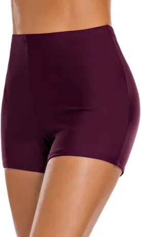 Women's Swim Shorts High Waisted Bathing Suit Bottoms Swimwear Boyshort Swimming Swimsuit Board Shorts