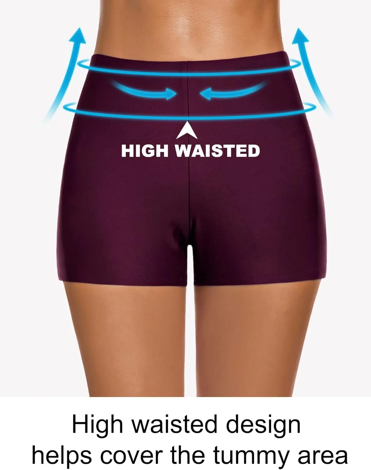 Women's Swim Shorts High Waisted Bathing Suit Bottoms Swimwear Boyshort Swimming Swimsuit Board Shorts
