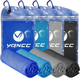 YQXCC 4 Pack Cooling Towels (40"x12") Cool Towel, Cold Towel, Microfiber Soft Breathable Chilly Ice Towel for Sport, Yoga, Golf, Gym, Camping, Running, Fitness, Workout & More Activities